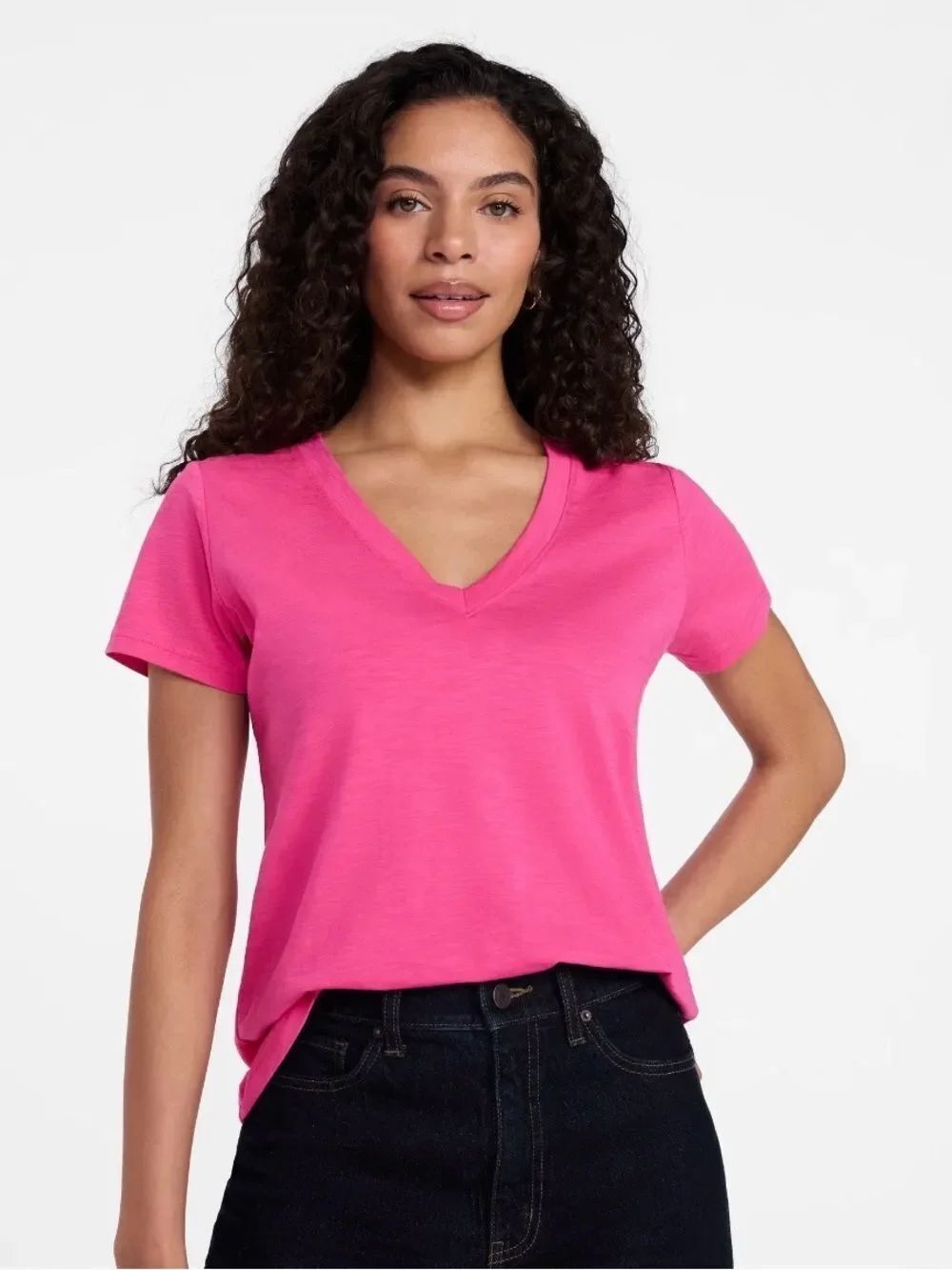 Women's Slub V Neck Short Sleeve T-Shirts 3-Pack Size XXL - Picture 6 of 9